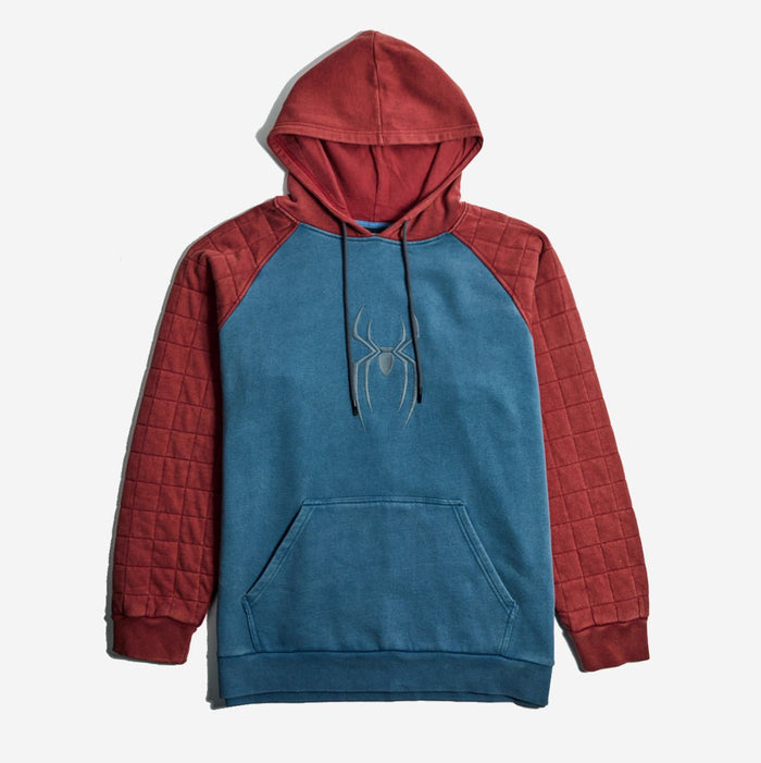 Spider-Man Quilted Sleeve Raglan Hoodie - Heroes & Villains-Marvel-Hoodie