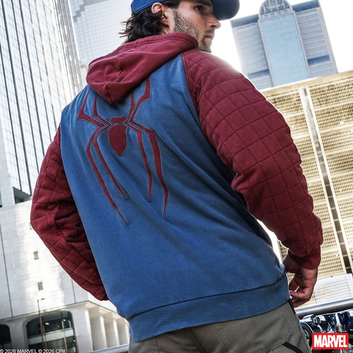 Spider-Man Quilted Sleeve Raglan Hoodie - Heroes & Villains-Marvel-Hoodie