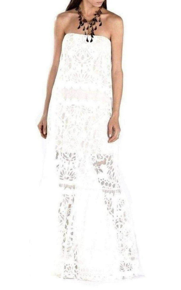 BCBGMAXAZRIA Strapless Bottom Ruffle Cotton Gown - Runway Catalog