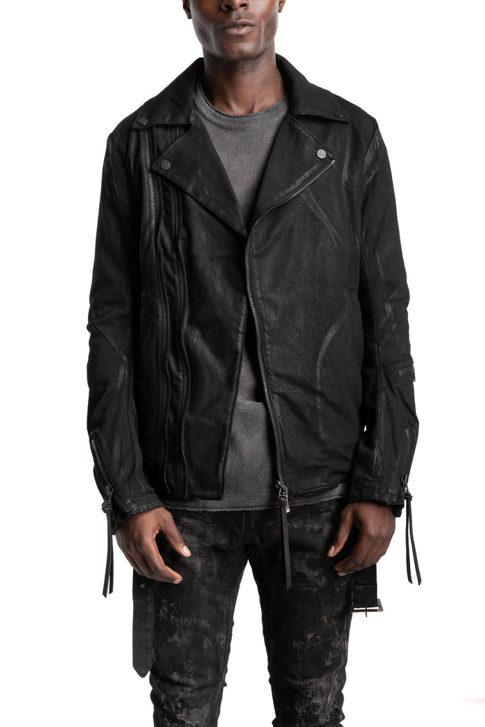 D.Hygen | SS26 - Stretch Denim Coated Double Riders Jacket ST104-0526S