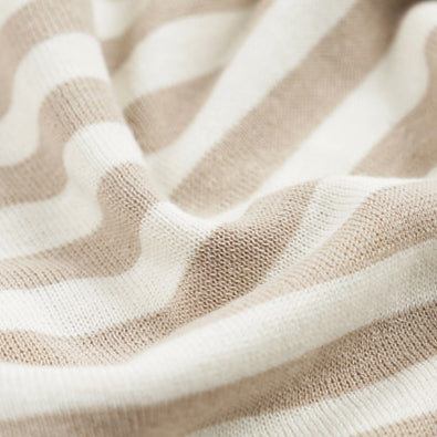 STRIPE KNIT L/S T-SHIRT - BEIGE