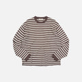 STRIPE KNIT L/S T-SHIRT - BROWN