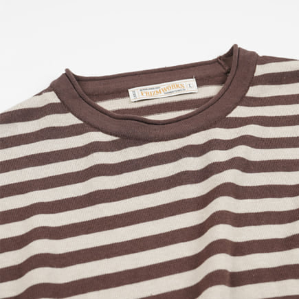 STRIPE KNIT L/S T-SHIRT - BROWN