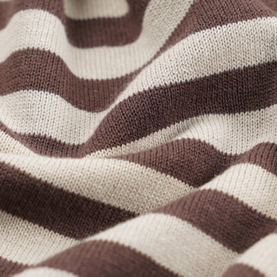 STRIPE KNIT L/S T-SHIRT - BROWN