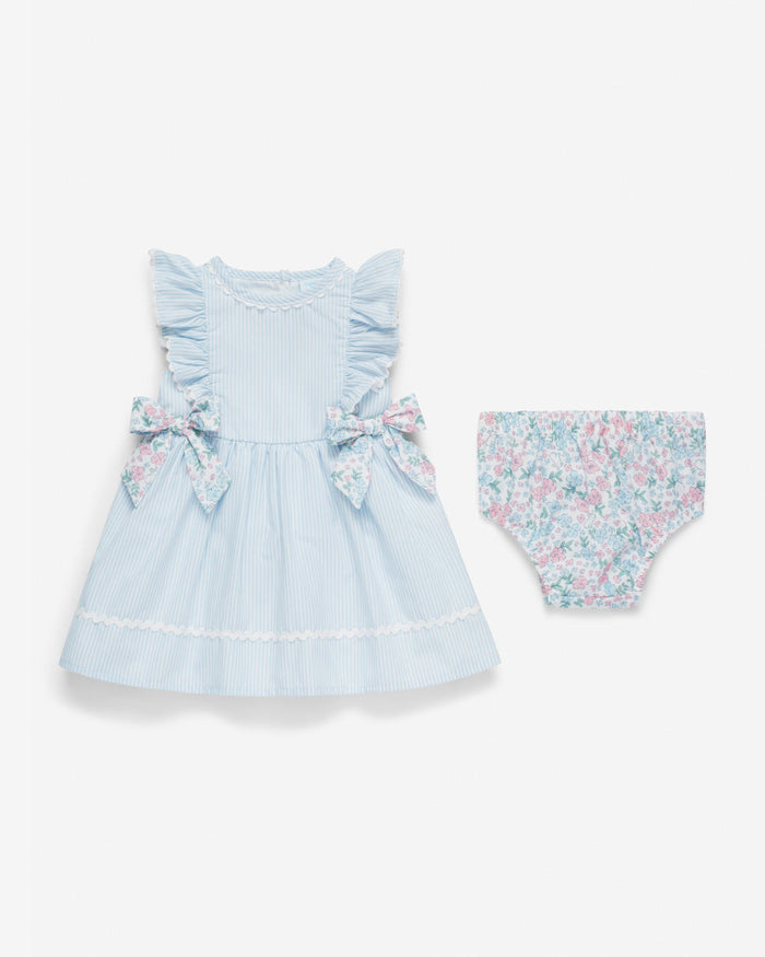 Striped Dress with Diaper Cover in Blue