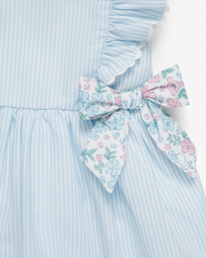 Striped Dress with Diaper Cover in Blue