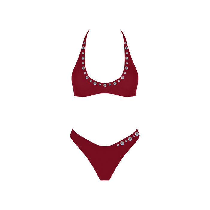 Sunset Club Bikini Top - Burgundy Red