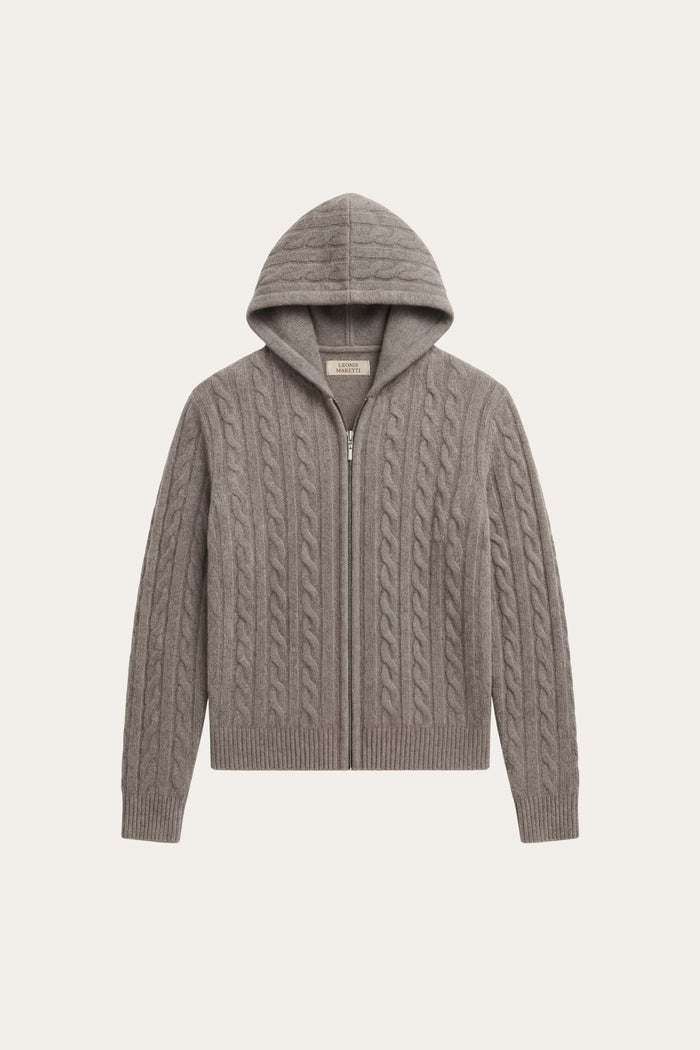 Talieri Hooded Cable Knit Grey