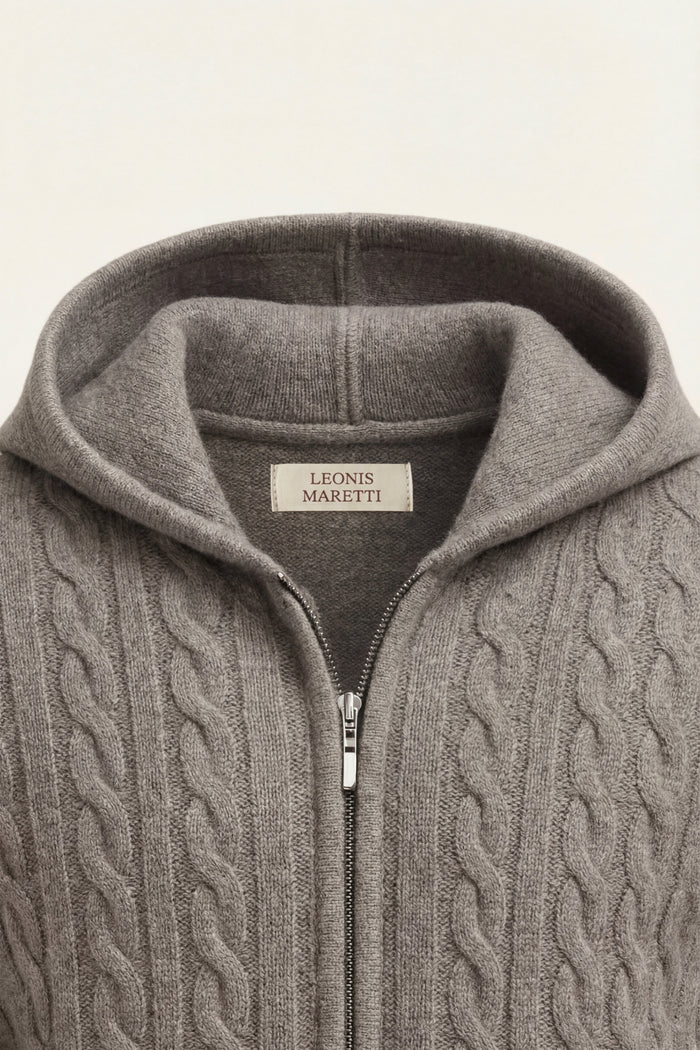Talieri Hooded Cable Knit Grey