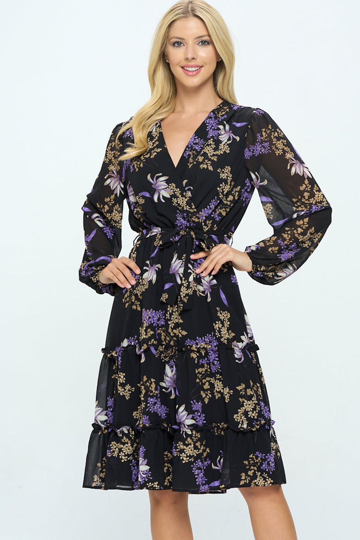 Tea Date Dress Black/Purple