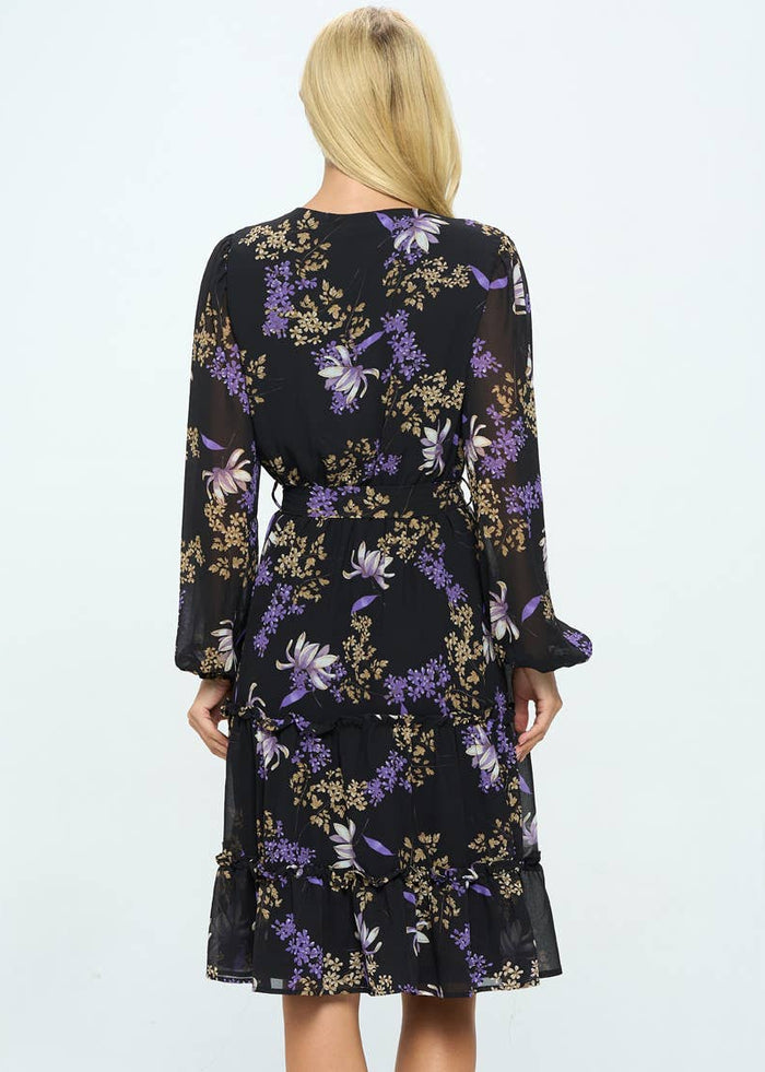 Tea Date Dress Black/Purple