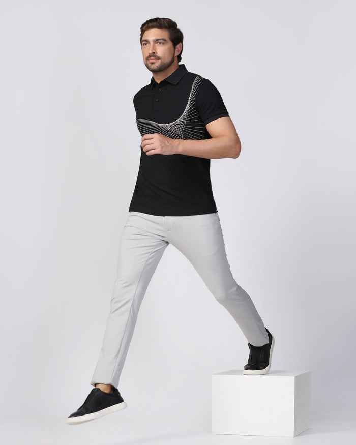 TechPro Polo Black Printed T-Shirt - Frost
