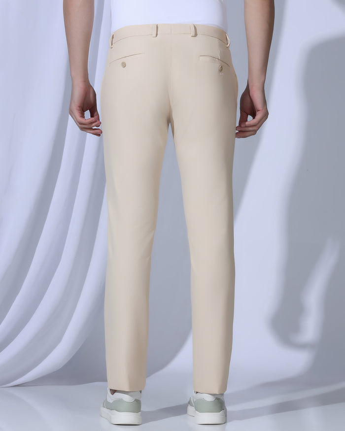 TechPro Slim Fit B-91 Formal Beige Solid Trouser - Ashley