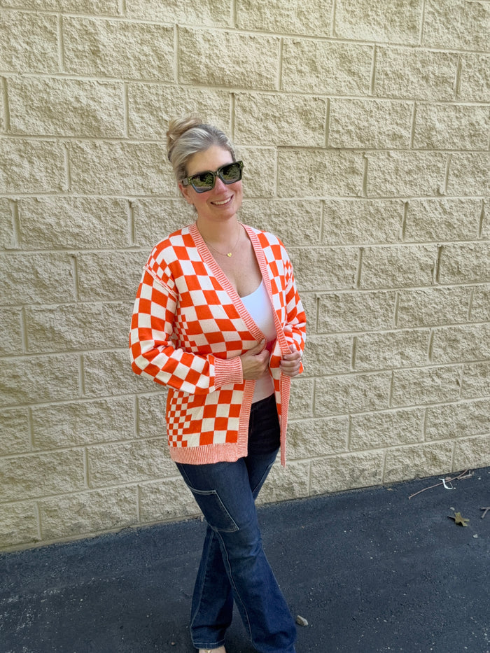 Tennessee Orange & White Checkered Cardigan
