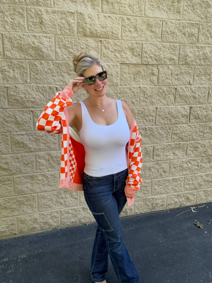 Tennessee Orange & White Checkered Cardigan
