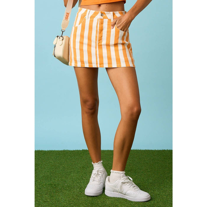Tennessee Orange & White Striped Game Day Mini Skort