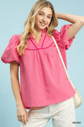 Textured Puff Sleeve Blouse