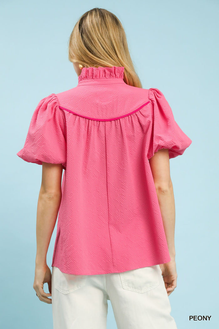 Textured Puff Sleeve Blouse