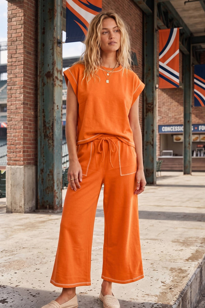 The Original Scuba Raw Edge Lounge Set - Premium Wide-Leg Two-Piece