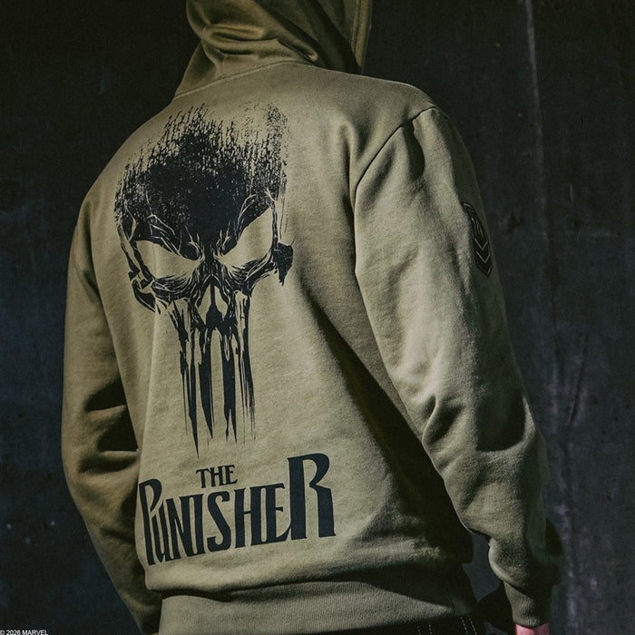 The Punisher Distressed Print Zip-Up Hoodie - Heroes & Villains-Marvel-Hoodie