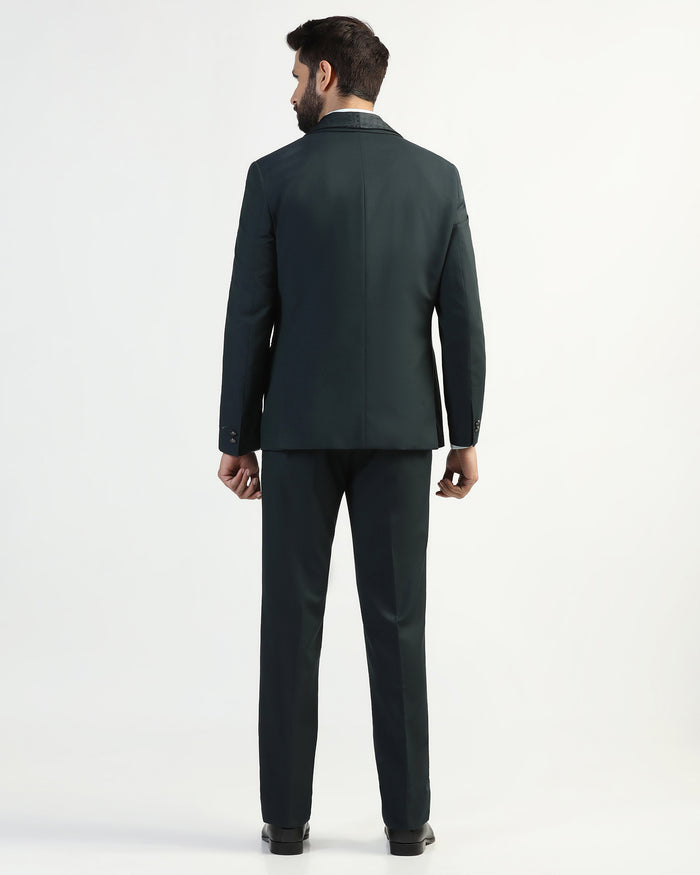 Three Piece Green Textured Formal Suit - Macren