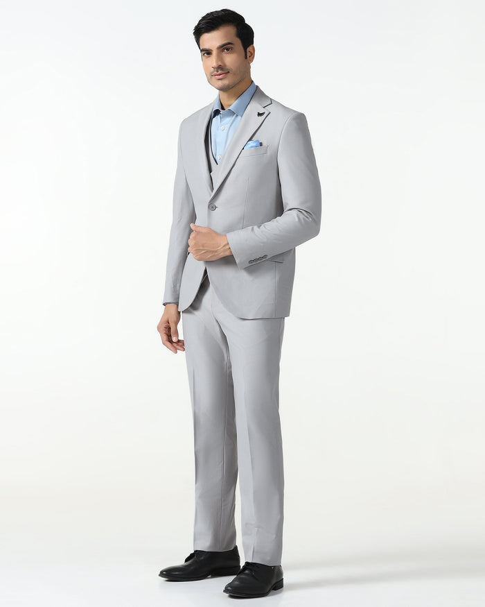 Three Piece Grey Textured Formal Suit - Kennie