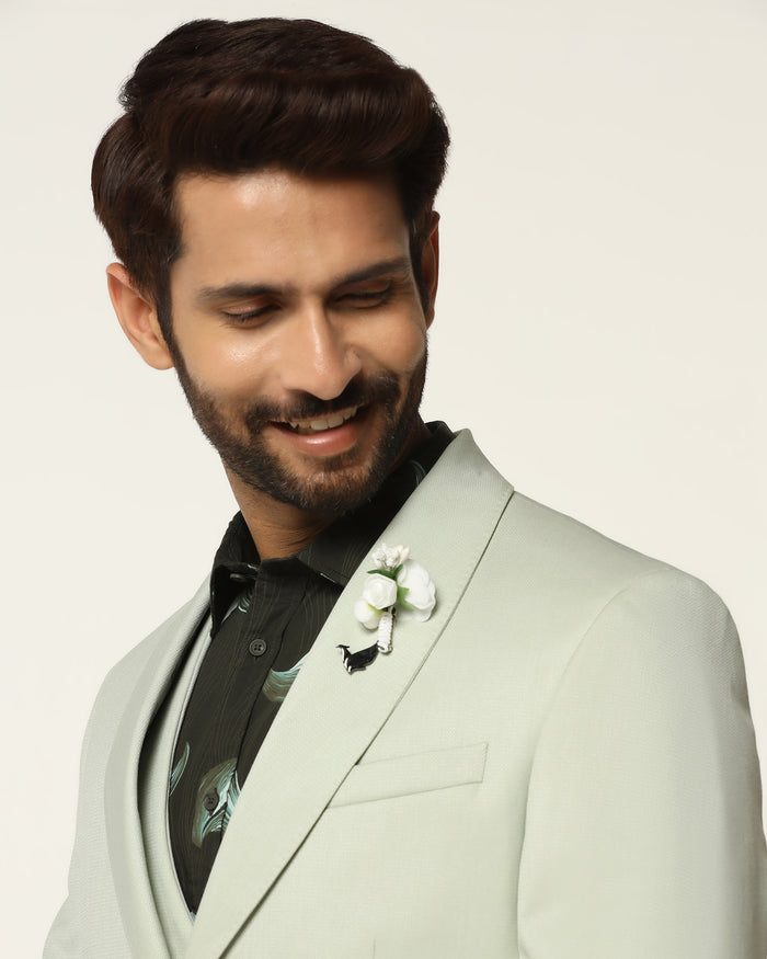 Three Piece Mint Textured Formal Suit - Steddle
