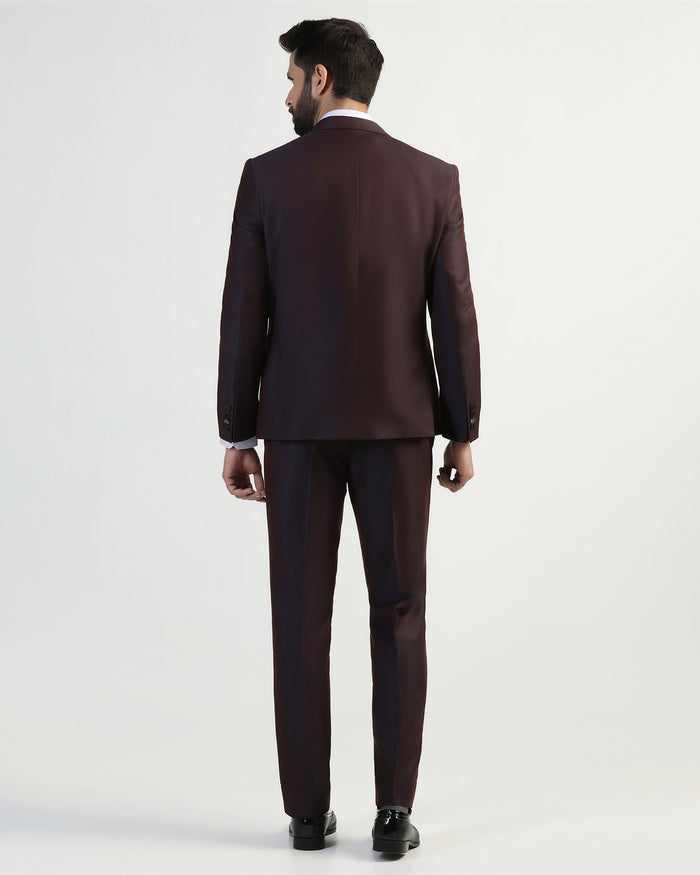 Three Piece Purple Textured Formal Suit - Helter