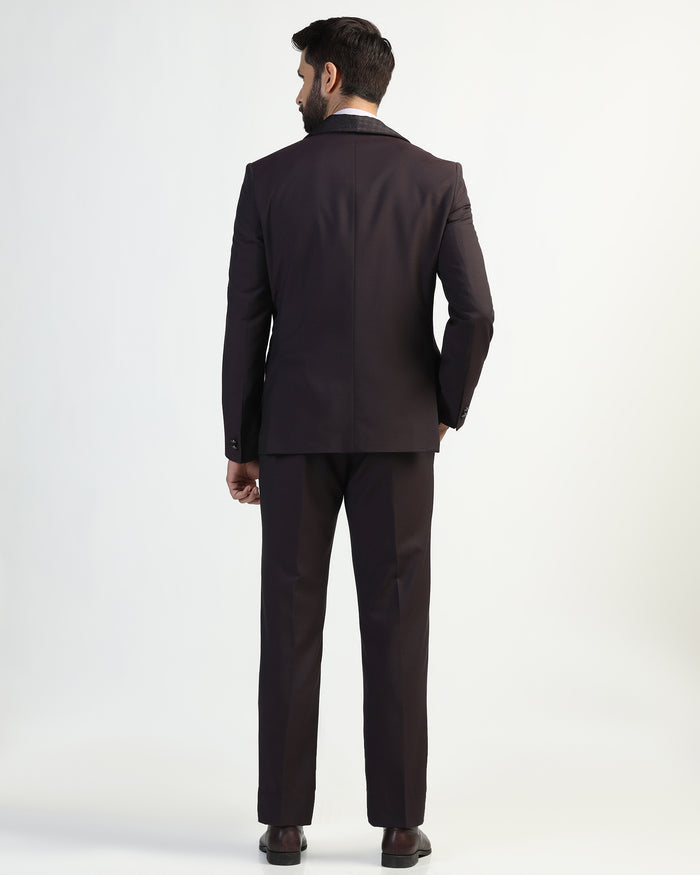 Three Piece Purple Textured Formal Suit - Macren