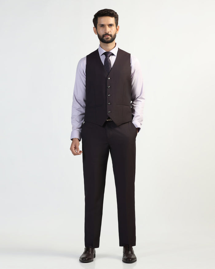 Three Piece Purple Textured Formal Suit - Macren