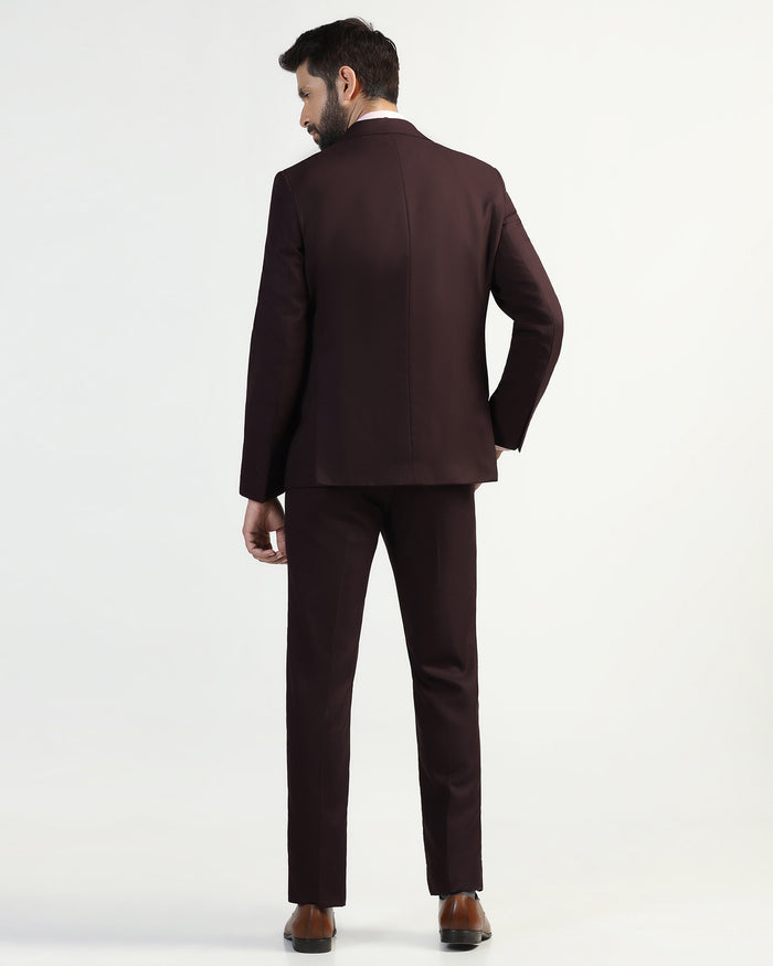 Three Piece Wine Textured Formal Suit - Kepner