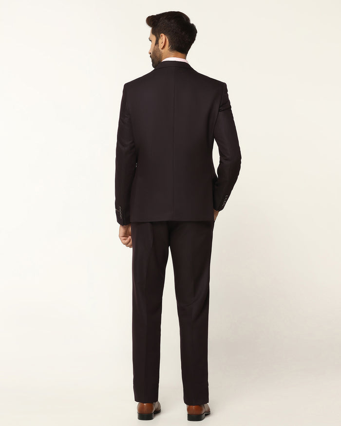 Three Piece Wine Textured Formal Suit - Rayner