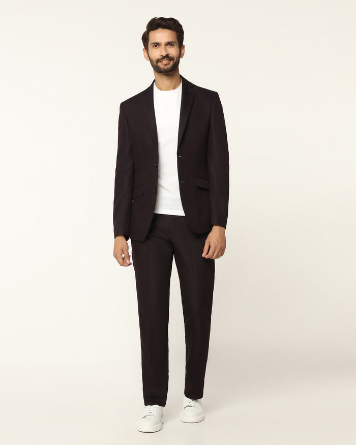 Three Piece Wine Textured Formal Suit - Rayner