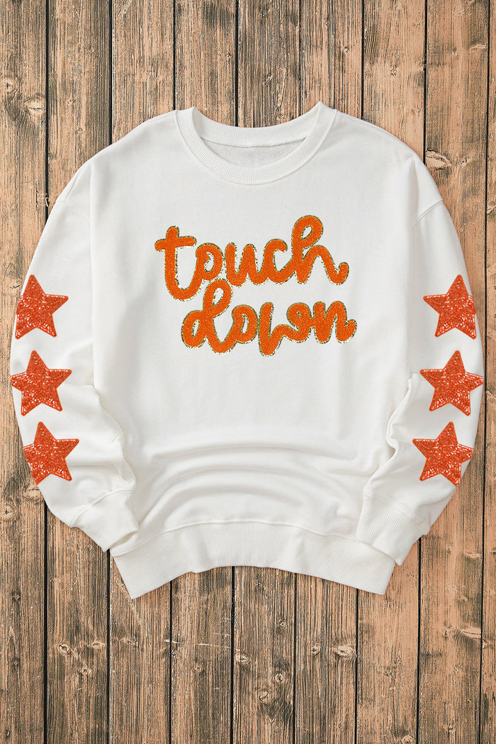 Touch Down Glitter Star Sleeve Sweatshirt - Shirt