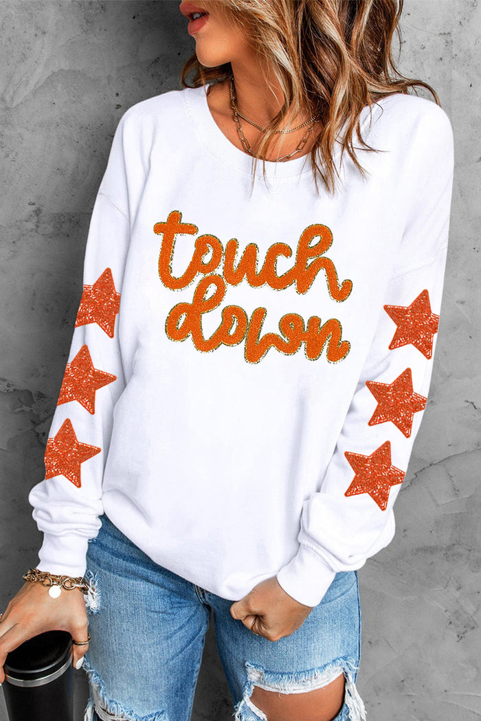 Touch Down Glitter Star Sleeve Sweatshirt - Shirt