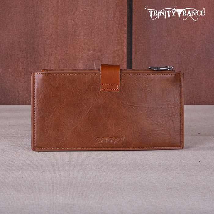 Trinity Ranch Genuine Hair-On Cowhide Tooled Bi-Fold Wallet/Card Organizer