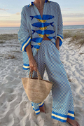 Trivela™ | Linen Set with Sardines and Lemon Print.