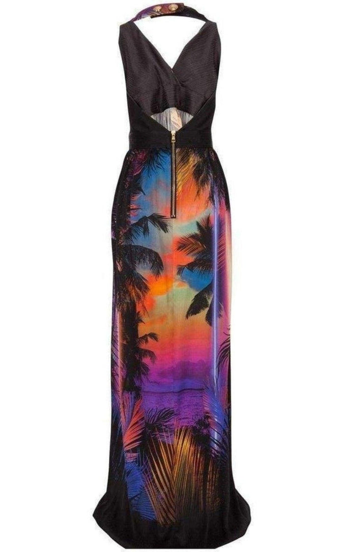 Balmain Halter Neck Printed Silk Dress - Runway Catalog
