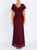 Trudy Malbec Sequin Lace Gown