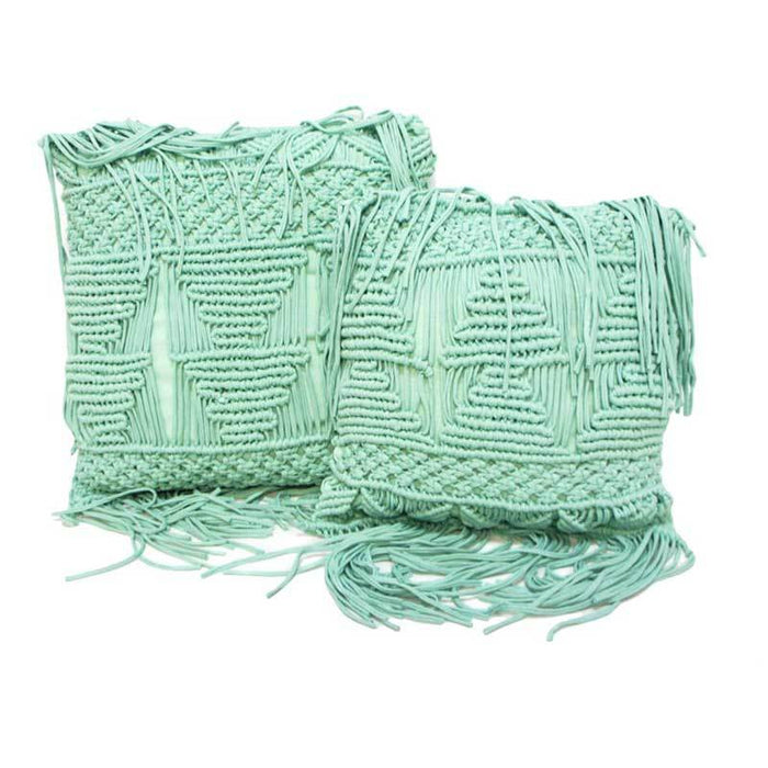 Stoneleigh & Roberson Turquoise Macrame Cushion (45cm) | Koop.co.nz