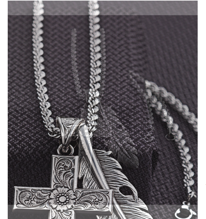 TWISTER MEN'S FEATHER CROSS NECKLACE