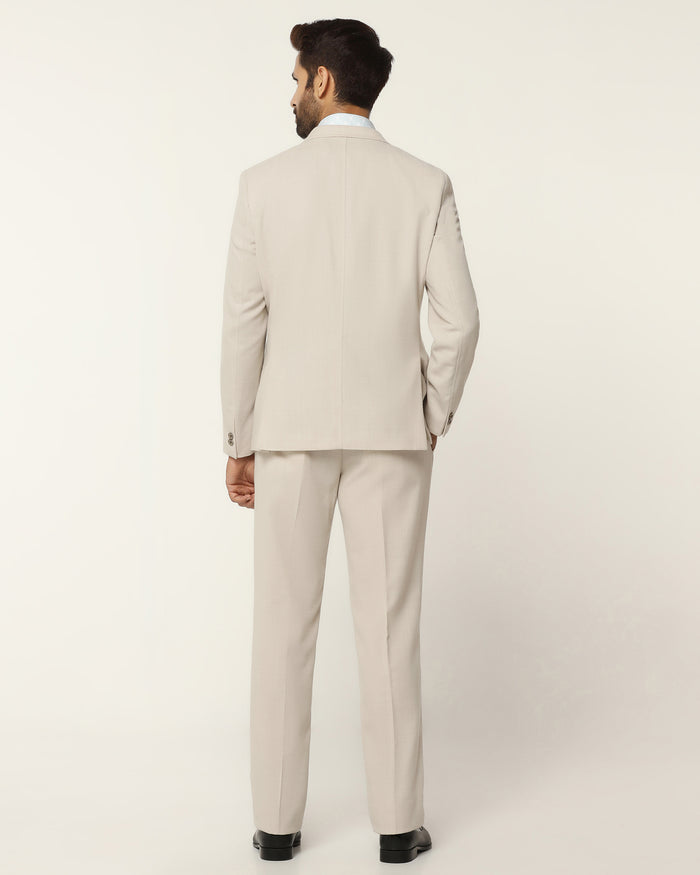 Two Piece Beige Textured Formal Suit - Kelvin