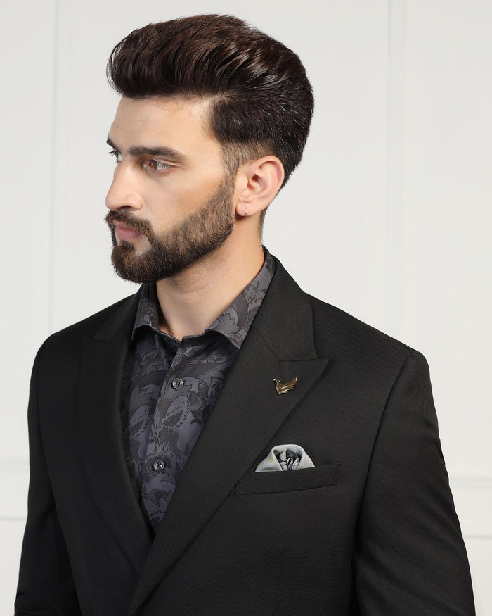 Two Piece Black Solid Formal Suit - Ethan