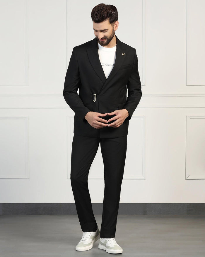 Two Piece Black Solid Formal Suit - Ethan