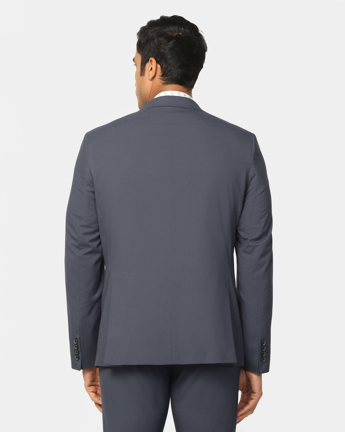 Two Piece Dark Grey Textured Formal Suit - Dave