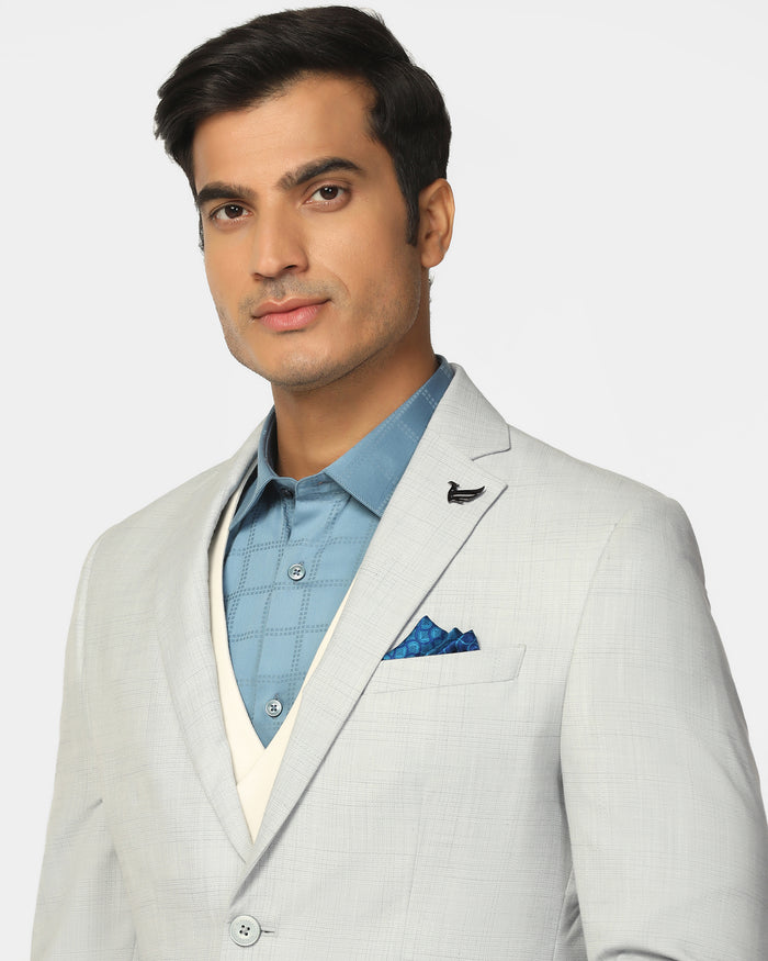 Two Piece Light Grey Check Formal Suit - Enrico