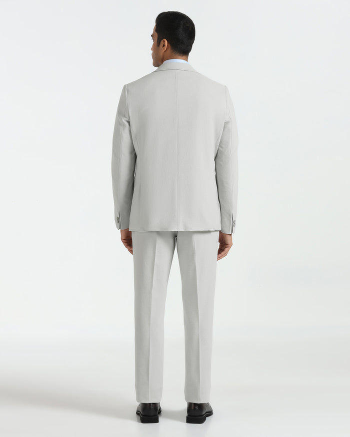 Two Piece Light Grey Textured Formal Suit - Trevin