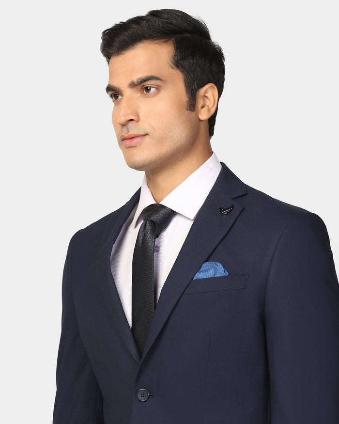Two Piece Navy Textured Formal Suit - Dave