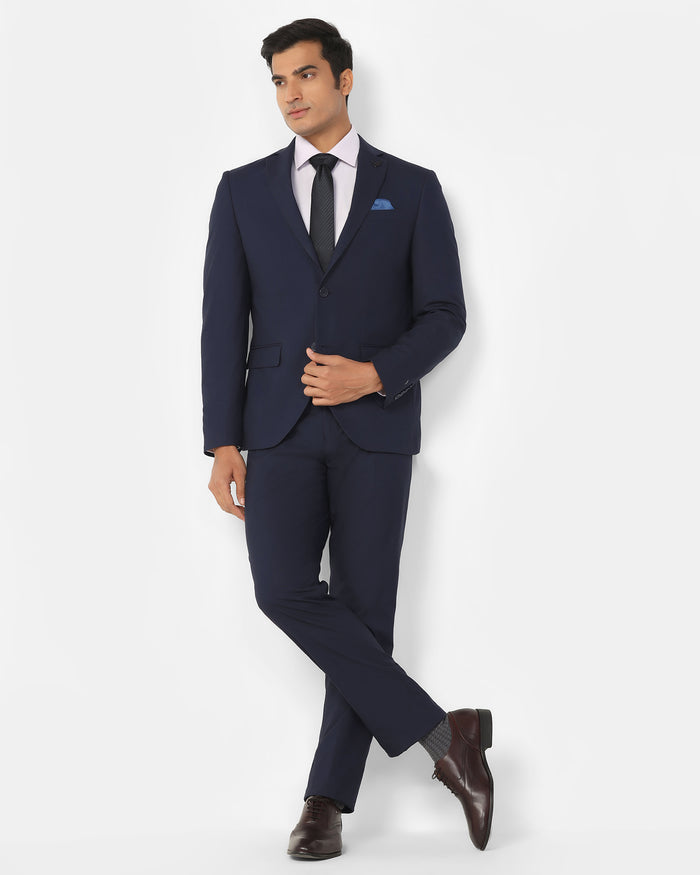 Two Piece Navy Textured Formal Suit - Dave