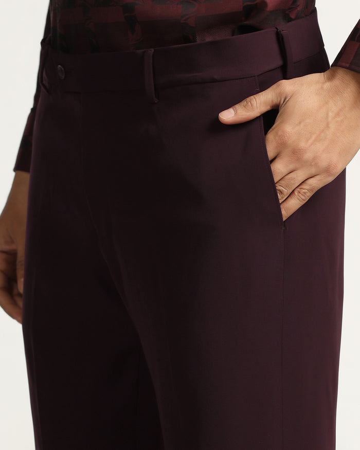 Two Piece Wine Solid Formal Suit - Rhine